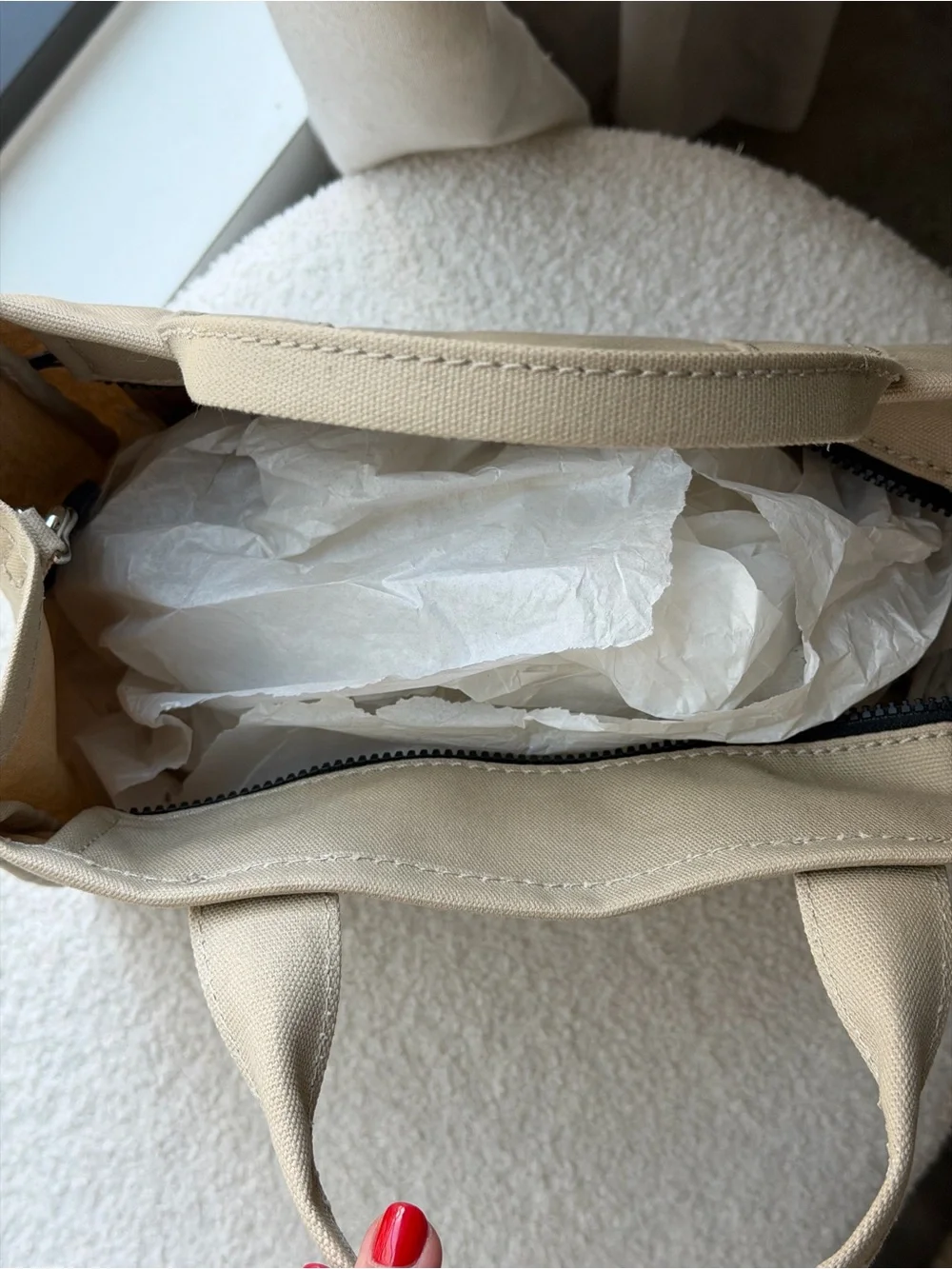 Marc Jacobs Canvas Tote Bag in Beige with White Logo